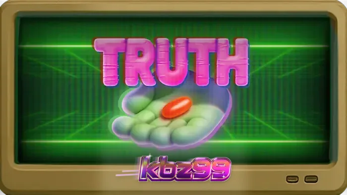 หน้าจอเกมสล็อต Truth ที่เต็มไปด้วยสัญลักษณ์ทฤษฎีสมคบคิด